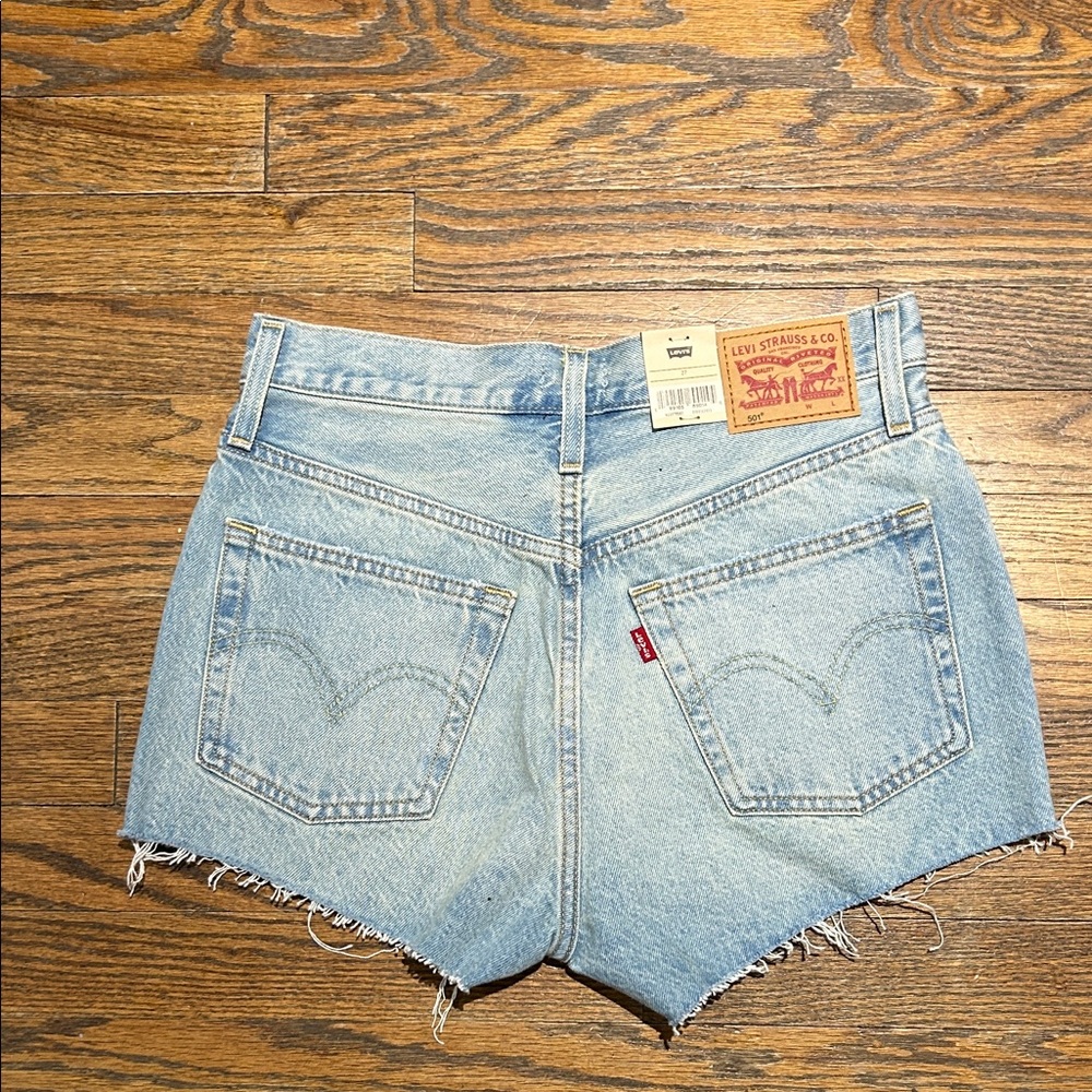 Levi's Light Blue Distressed Jean Shorts - Picture 4 of 6